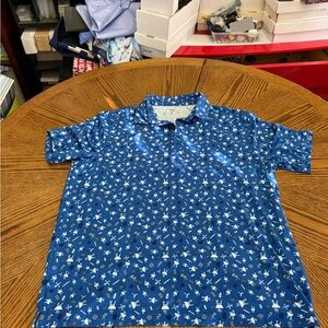 1764 Golf Men’s Grilling Blue Patterned Polo Shirt